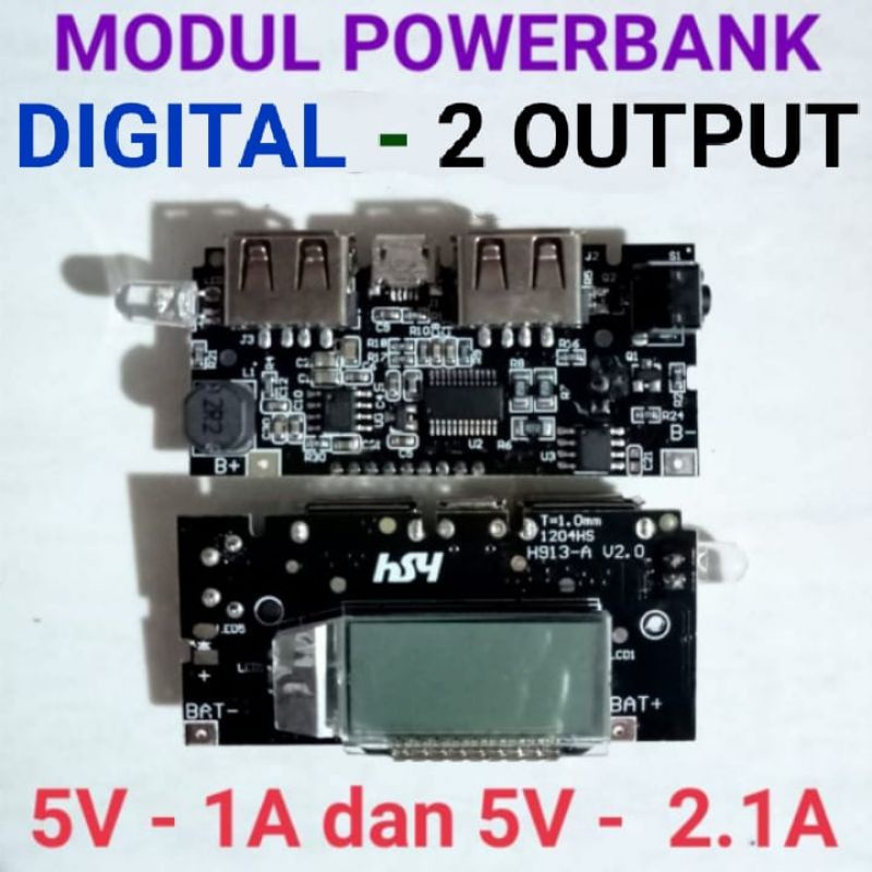 Modul Powerbank Digital 2 output (5V 1A dan 5V 2.1A) Protect.