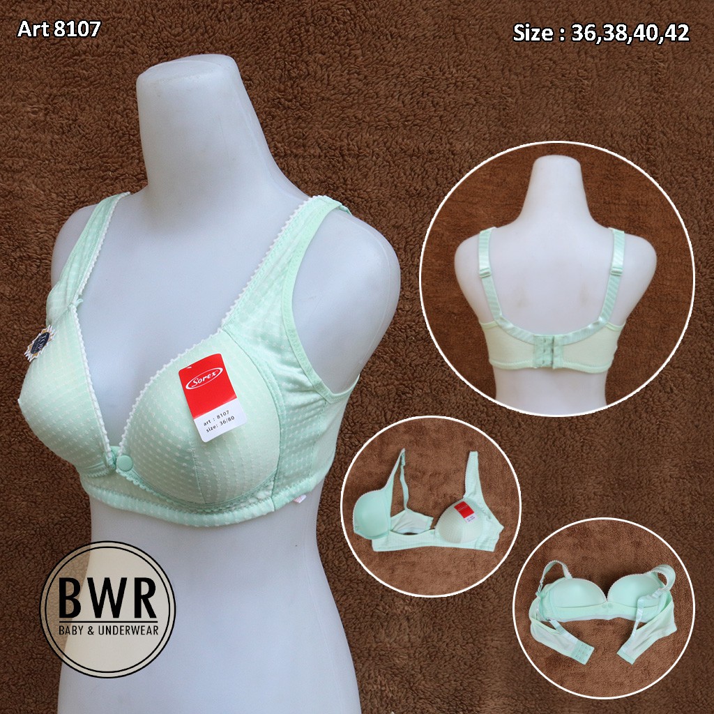 Bra Sorex 8107 Menyusui | Busa Tanpa Kawat Cup B Polkadot Renda Kait 3