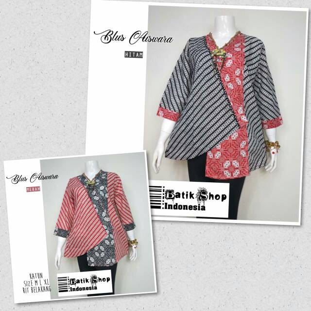 Ada Jumbo Blus Aiswara Kimono Batik Modern Wanita Blouse Kerja Kantoran Kondangan Casual Warna