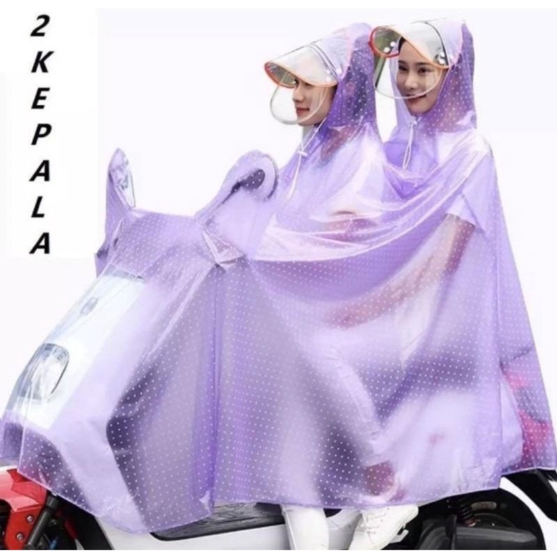 Jas Hujan Ponco 2 Kepala Bonceng Full Body / Jas Hujan Motor Dewasa Penutup
