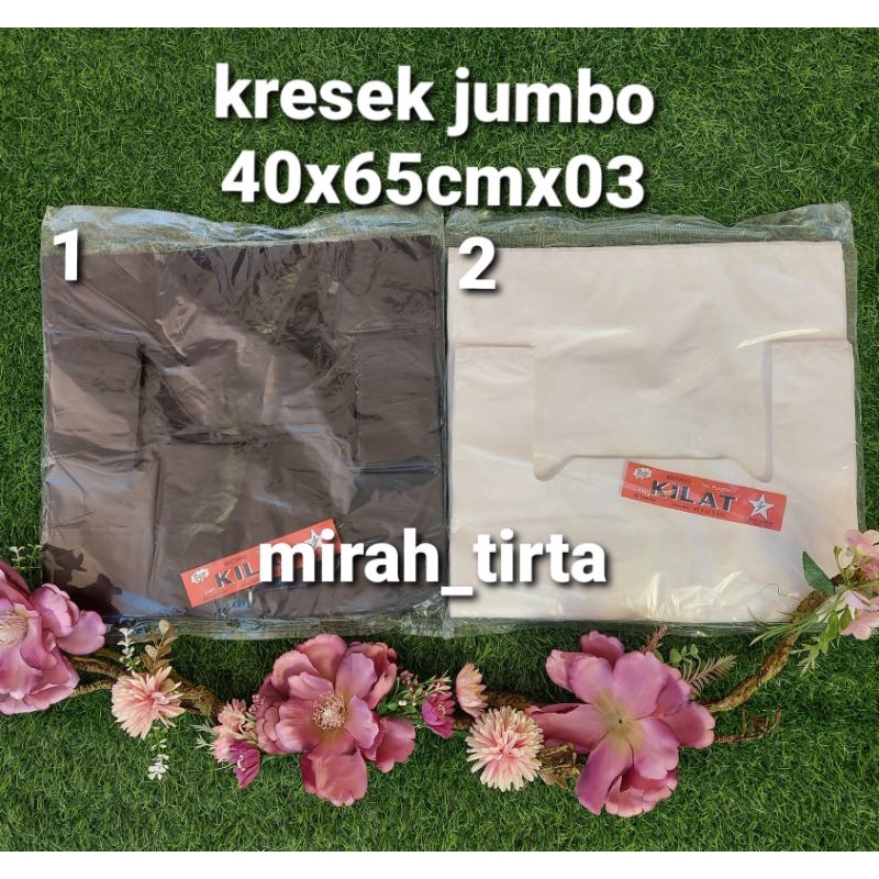 

Kresek jumbo tebal 40x65 . HD jumbo putih . Kresek jumbo putih