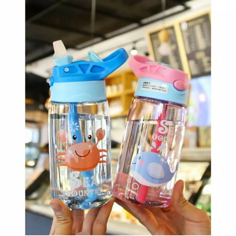 BOTOL COUPLE 2 SIS / BOTOL ANAK BABY FLY OCEAN / BOTOL AIR MINUM LUCU