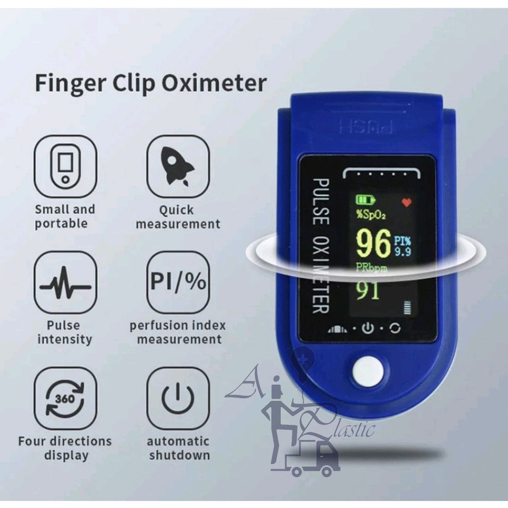 AIO Plastic-Oximeter Fingertip Pulse Oximeter Oksimeter Fingertrip Pulse Alat Ukur Kadar Oksigen Pen