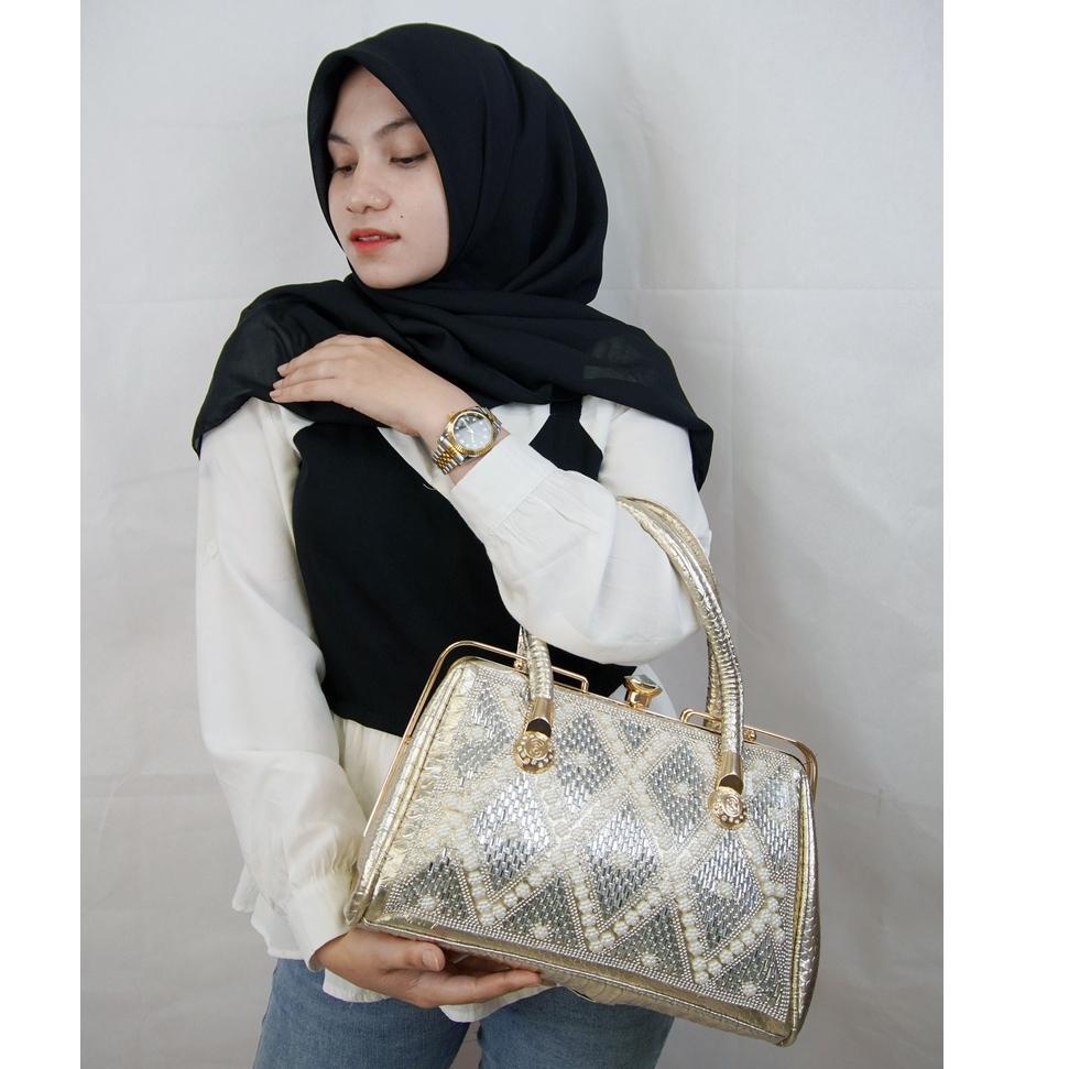 [MJN9V9083] Tas Pesta Mewah Behel Kancing Berlian Motif Mutiara Clutch KODE TP-803S