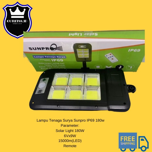 Lampu Tenaga Surya Outdoor Sunpro IP69 180 Watt - Lampu Jalan Pagar & Taman  - Bohlam Led Solar Cell