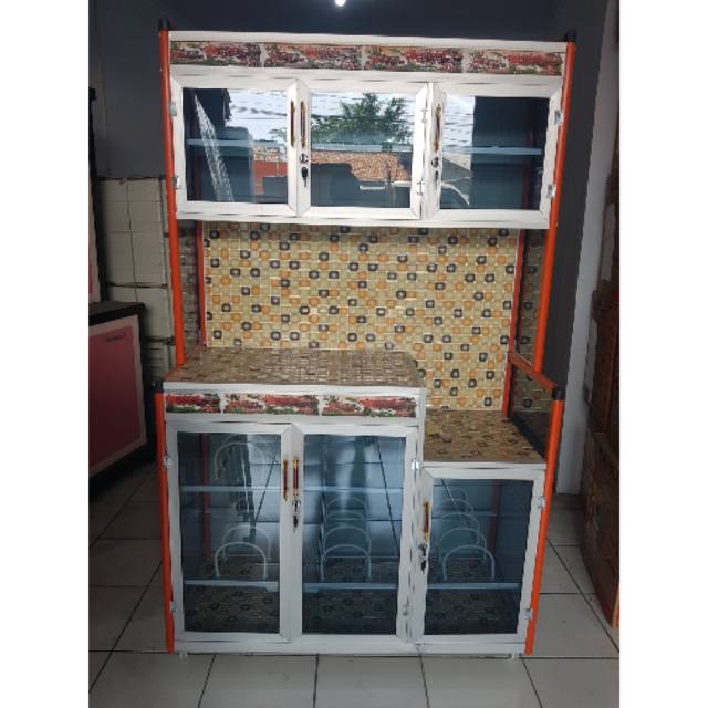 Lemari Rak Piring Kompor Magic Com Kaca Keramik 3 Pintu Lemari Rak Piring Kompor Magic Com Kaca Keramik 3 Pintu