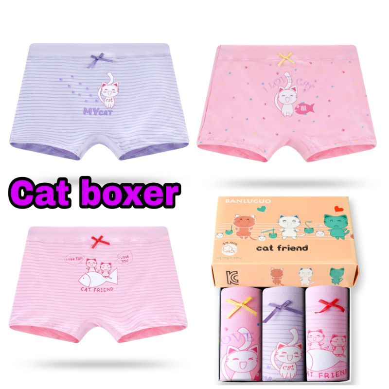 CD boxer anak PEREMPUAN super soft cotton 1 kotak isi 3 pcs premium