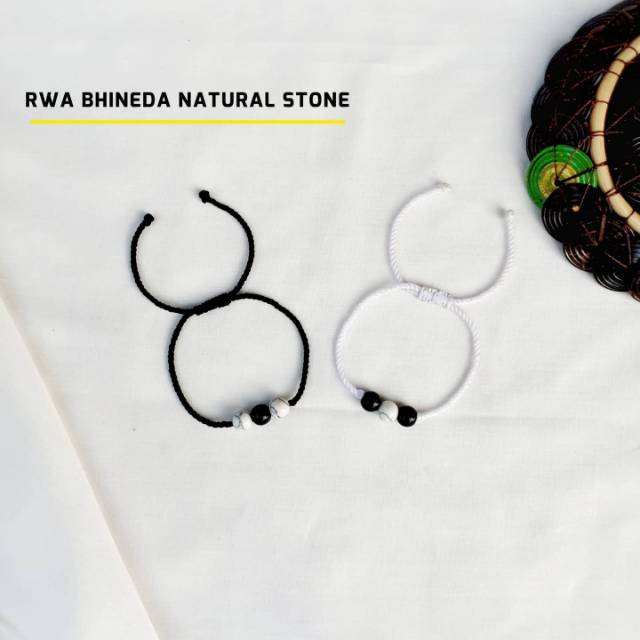 Natural Stone Rwa Bineda Bracelet / Gelang Rwa Bineda / Gelang Hitam Putih / Gelang Couple Rwa Bhineda / Craft Dewata