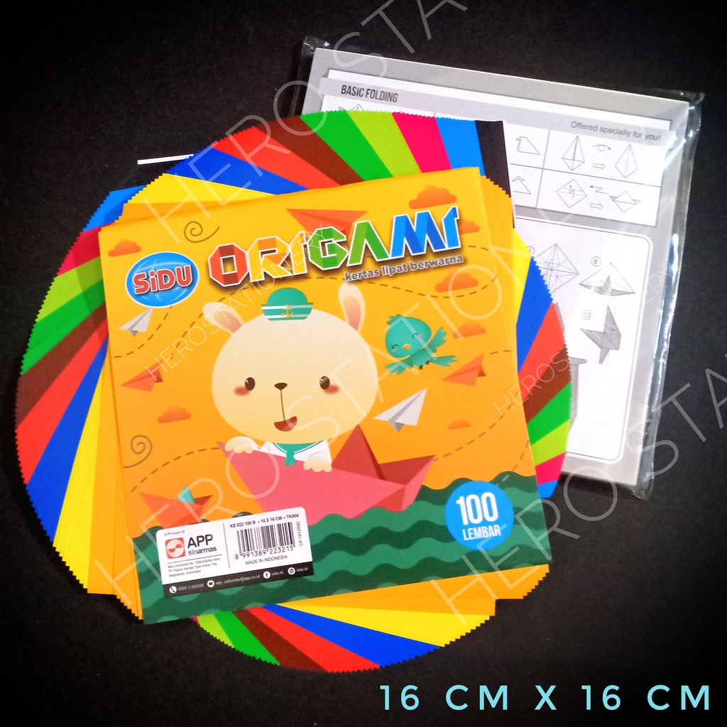 

Kertas lipat origami sinar dunia sidu 8 warna 100 lembar