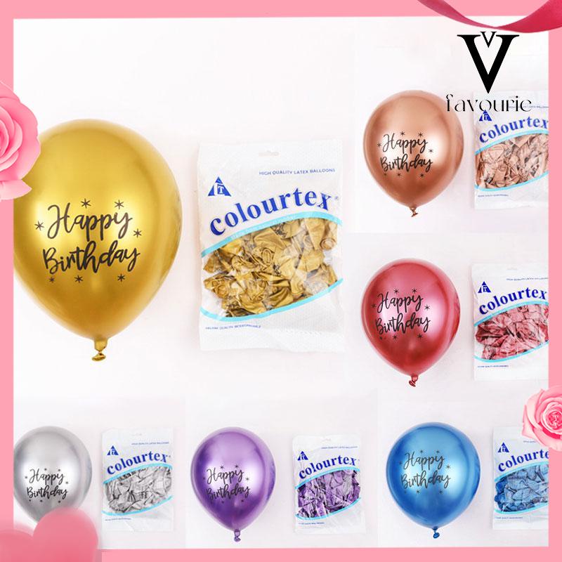 [COD]12 inch chrome latex balloon print selamat ulang tahun balon logam dekorasi pesta ulang tahun-FA