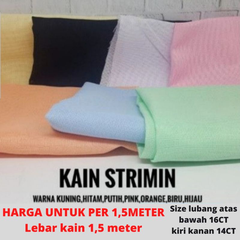 KAIN STRIMIN SETRIMIN SULAM MENYULAM KRISTIK KRUISTIK KERAJINAN TANGAN CROSS STITCH PER 1,5 METER