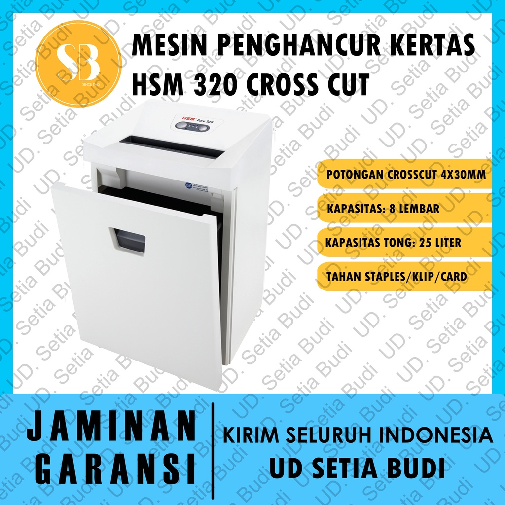 Mesin Penghancur Kertas HSM 320 Cross Cut 3.9 x 30 mm