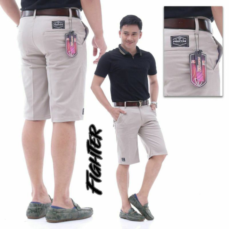 [BIG SIZE] Celana chino pendek pria mick warna cream mocca abu hitam