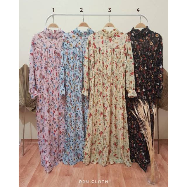 FLORAL GAMIS PLISKET IMPORT MOTIF BUNGA