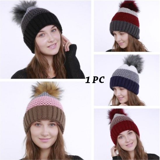 GUIN STORE Topi Kupluk Bahan Wol Rajut Hangat untuk Pria / Wanita