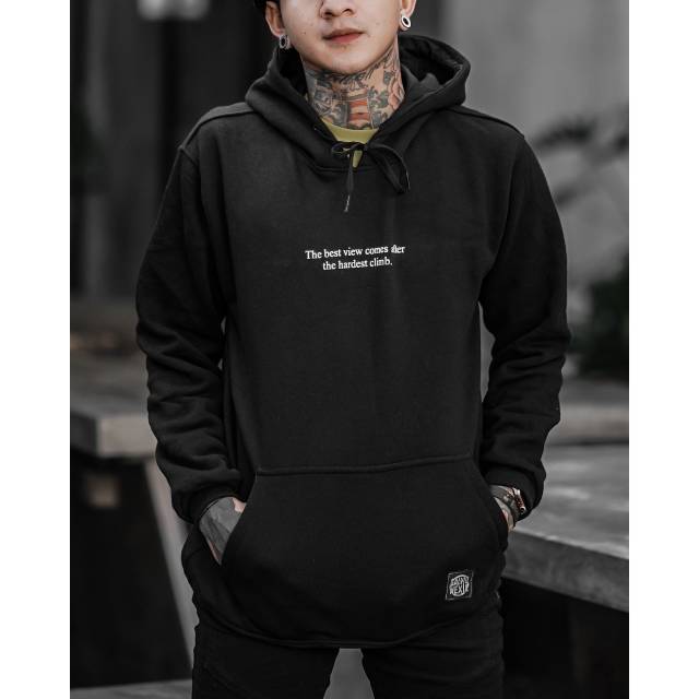 SALVIOHEXIA Sweater Hoodie Pria Full Hitam Pekat