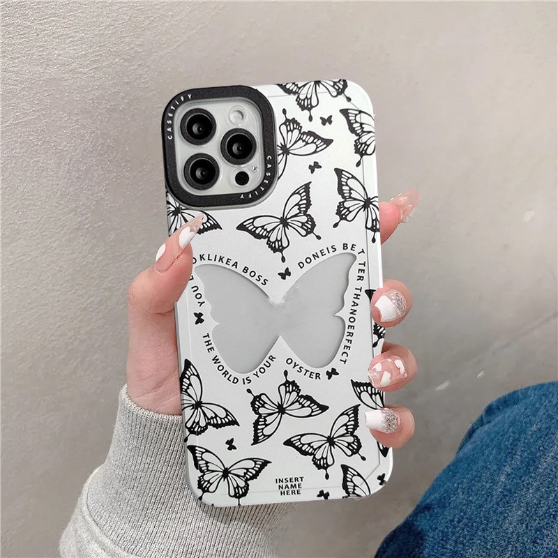 Soft Case Transparan Desain Tify Butterfly Untuk iPhone 6 6s 7 8 Plus 11 12 13 Pro MAX XR X XS MAX