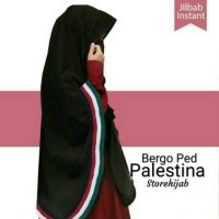 [BRAND HUSNA HIJAB] Khimar Ped Palestine / Kerudung Palestina