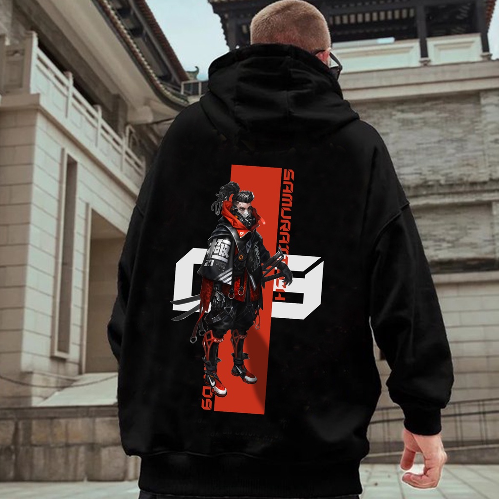 Jaket Hoodie Pria Wanita Jaket fleece Cyberpunk CYBER SAMURAI