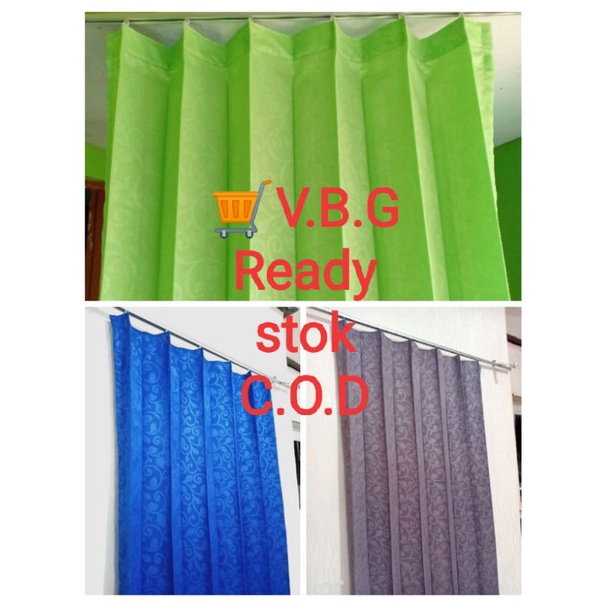 Tirai Gorden Plisket Gorden Kawat S Motif Embos bunga