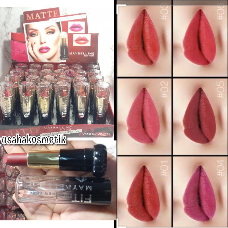 PROMO LIPSTIK MATTE 12 WARNA CANTIK MAYBELLINE FIT ME NEW YORK KEMASAN MEWAH PADAT  OH-1540/OH-1546