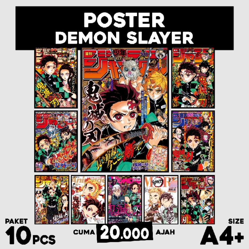 Jual Poster DEMON SLAYER Poster Anime Paket Poster 1 Set 10pcs SIZE A4 ...