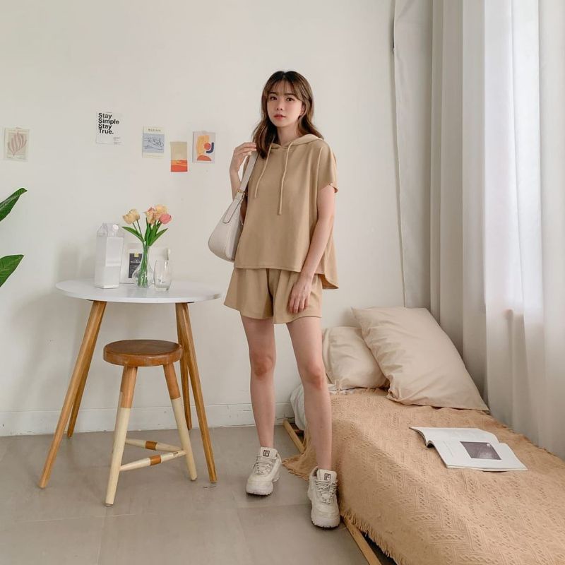 Lovi Hoodie Set / setelan wanita hoodie celana pendek