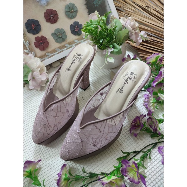 sepatu wedding Kelly Mauve tinggi 10cm