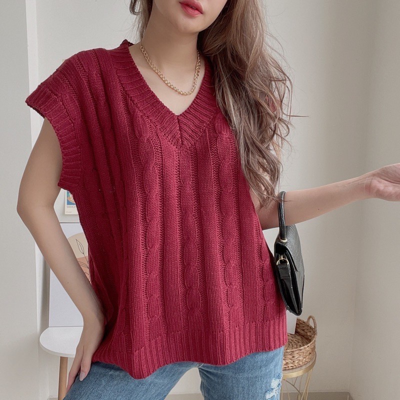 FX SHOP DALMI KNIT VEST / CABLE KNIT VEST / ROMPI RAJUT VEST / HONEY VEST RAJUT PREMIUM