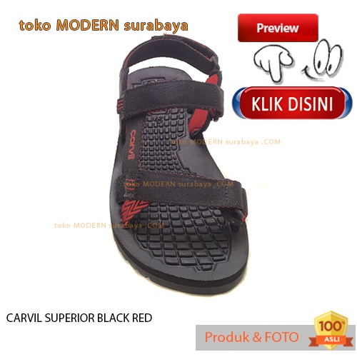 CARVIL SUPERIOR BLACK RED sandal anak sandal gunung slide spons