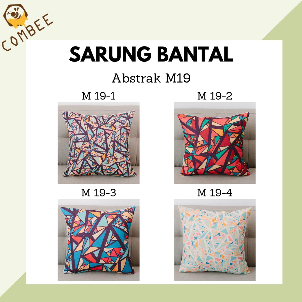 Pillow Case / Sarung Bantal / Sarung Tutup Bantal Sofa Kain Cotton Linen Abstrak M19