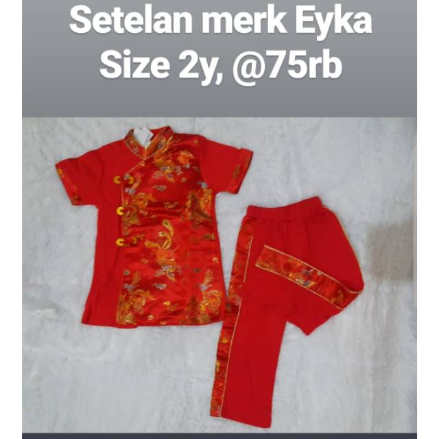 Setelan merk Eyka / Setelan Tjongsam anak laki size 3y