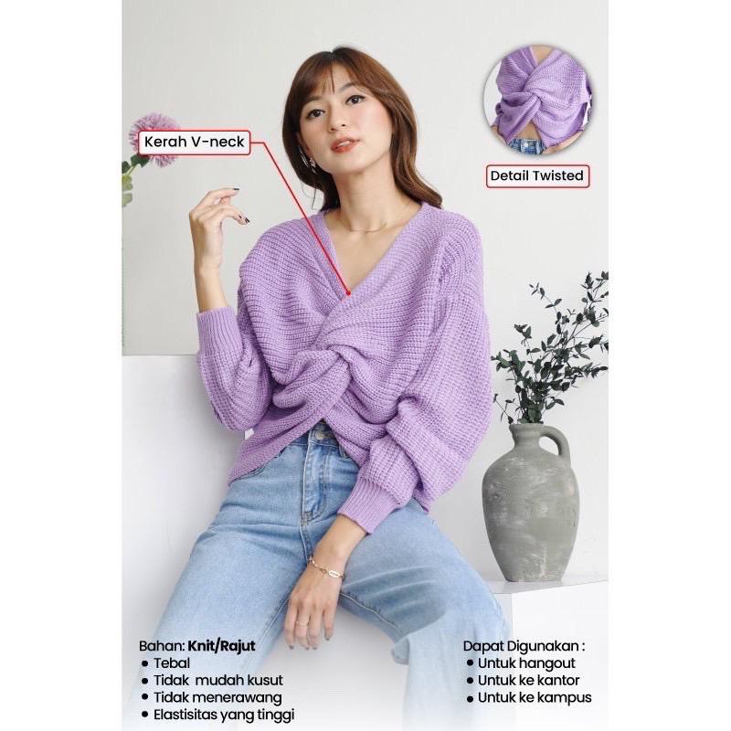 Zelline Official Atasan Rajut Crop Moluna High Quality Rajut Bandung