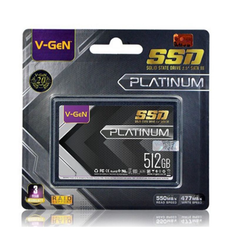 ssd Vgen solid state 512GB Drive 2,5 sata III + HDD Caddy 9,5mm/12,7mm