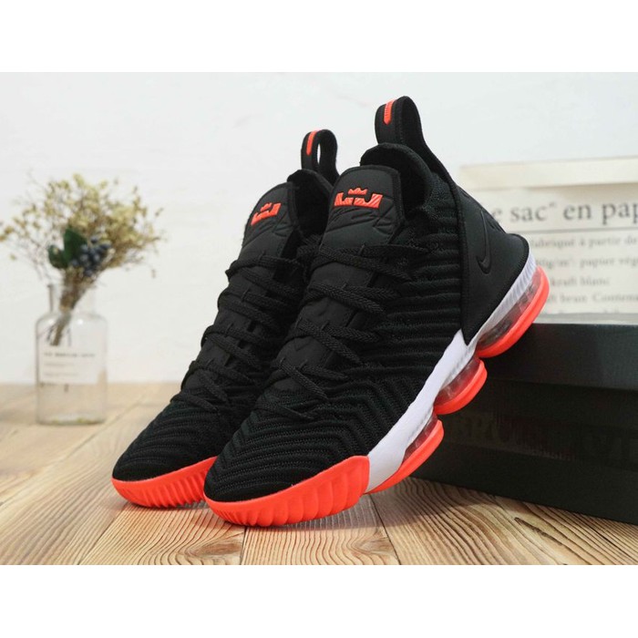 Sepatu Basket Nike Lebron 16 XVI Black Orange Premium Original