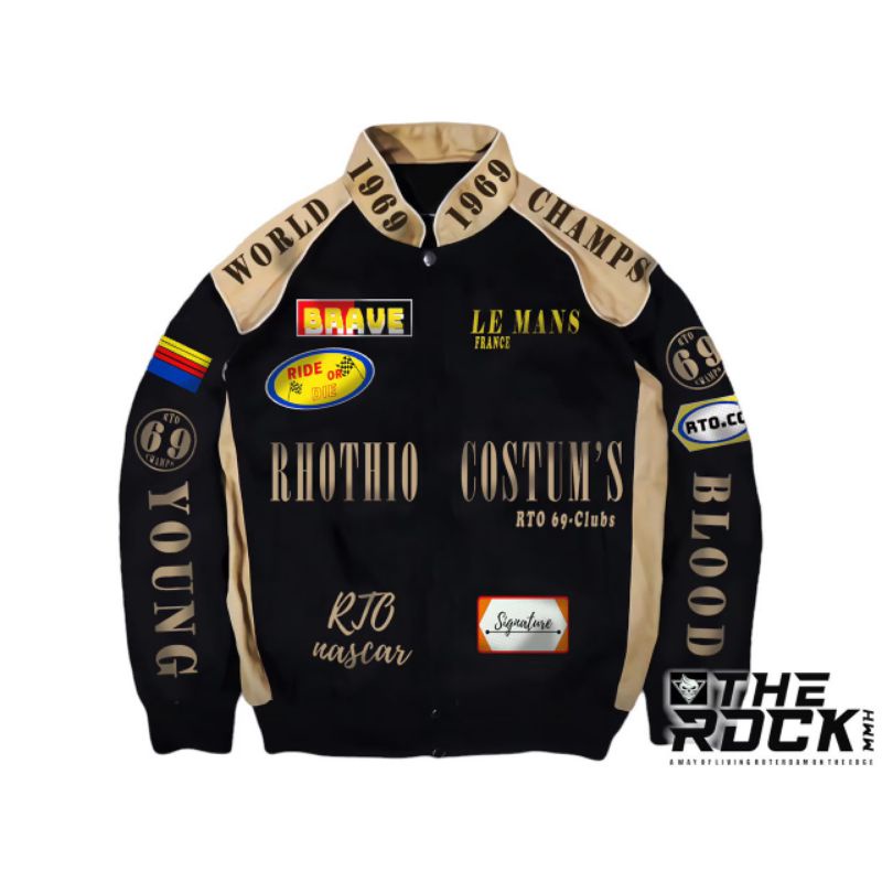 Jaket Nascar Vintage Pria / wanita Logo Full Bordir The Riddick