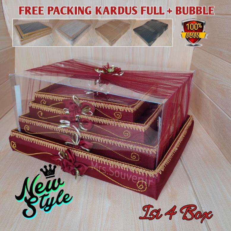 SESERAHAN KOTAK HANTARAN PARSEL TEMPAT MAHAR PENGANTIN LAMARAN PERNIKAHAN SATU SET FULL MIKA TERLARI