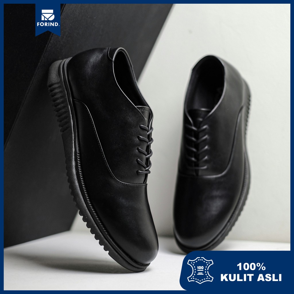 Kenzios | London 2.0 Full Black | 39-45 | Sepatu Kulit Vintage Pria Oxford Ori Footwear | FORIND