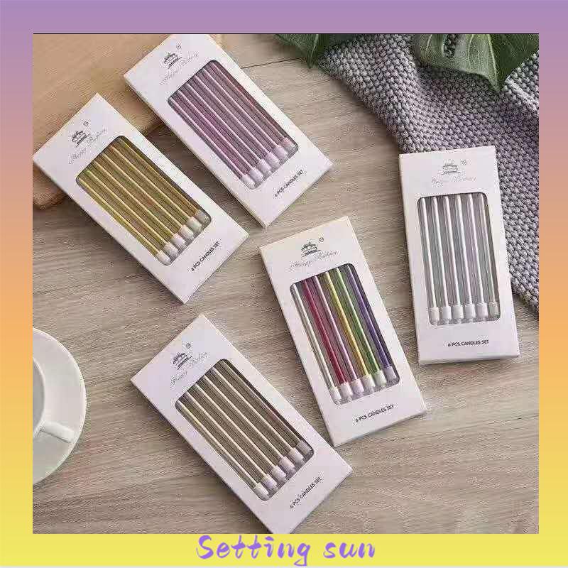 Lilin Pensil Isi 6Pcs - Dekorasi Pesta Ulang Tahun Lilin Panjang Birthday TN