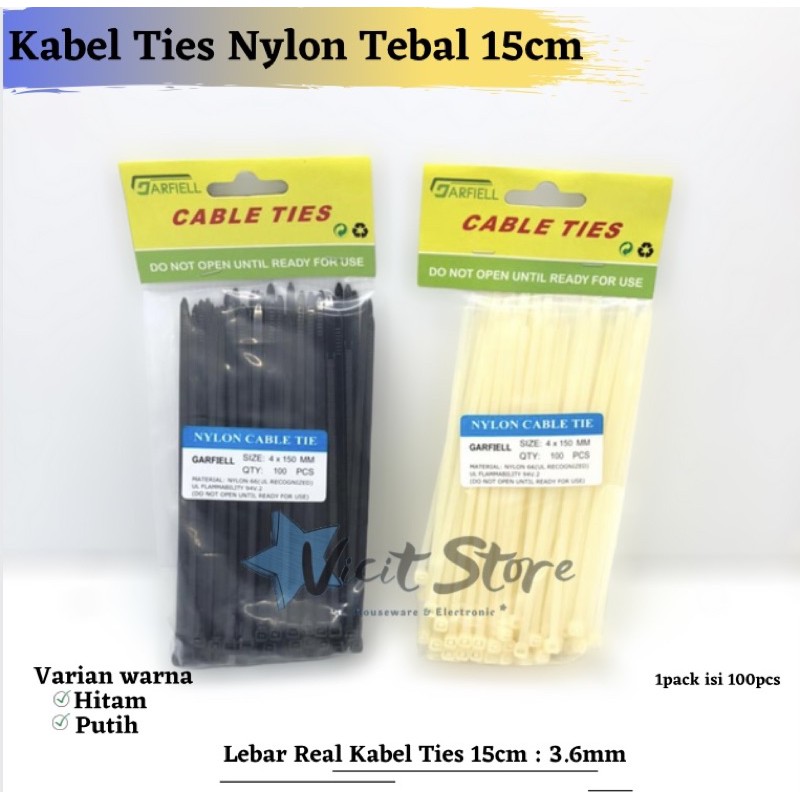 Kabel Ties 15cm x 3.6mm Nylon Tebal Garfiell