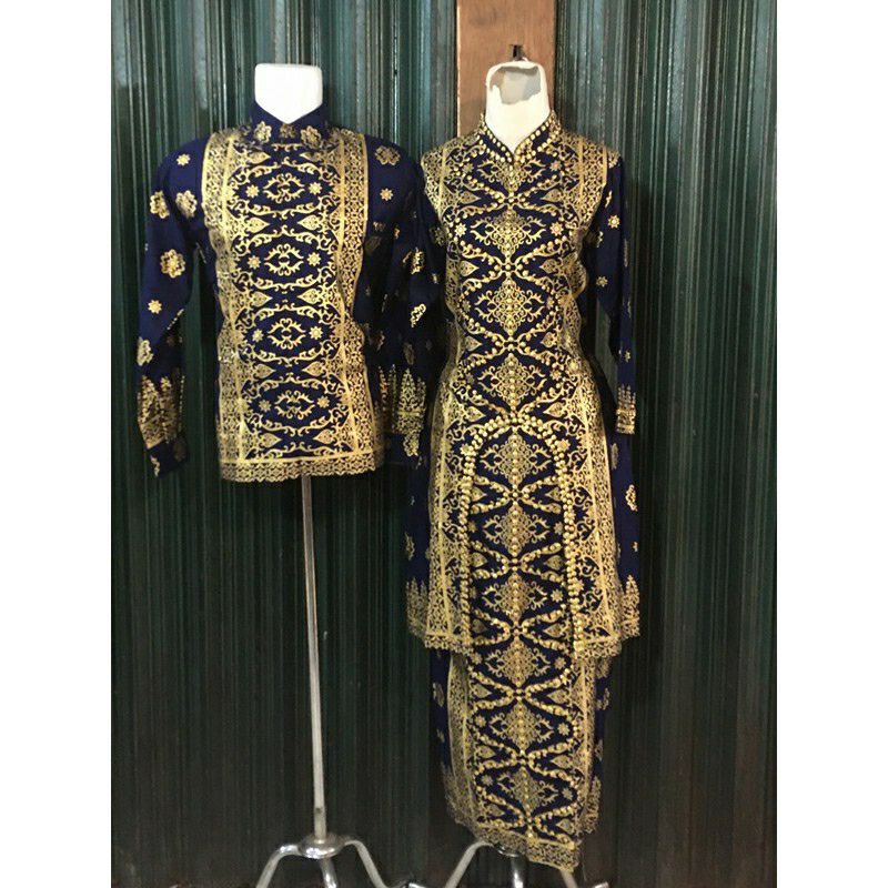 COUPLE SETELAN BATIK SONGKET PALEMBANG KURUNG U HITAM GOLD