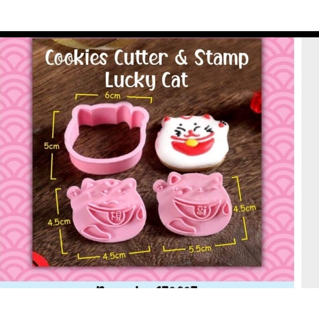 

cookies cutter & stamp kucing keberuntungant cetakan kue biasa bukan bulan