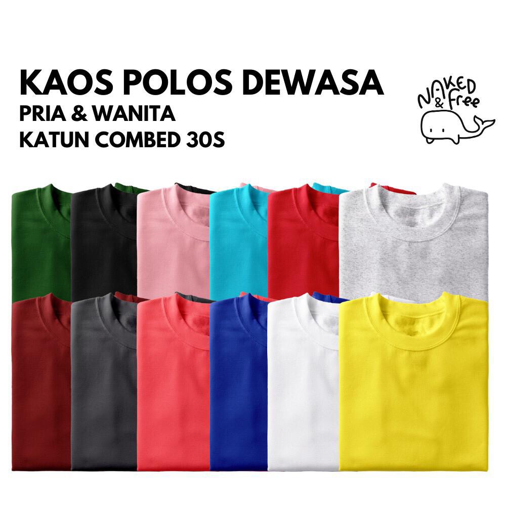 Kaos Polos Dewasa Naked & Free