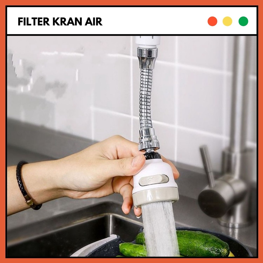 Sambungan Filter Saringan Kran Keran Air Wastafel Shower Cuci Piring Stainless Fleksibel Unik 360°