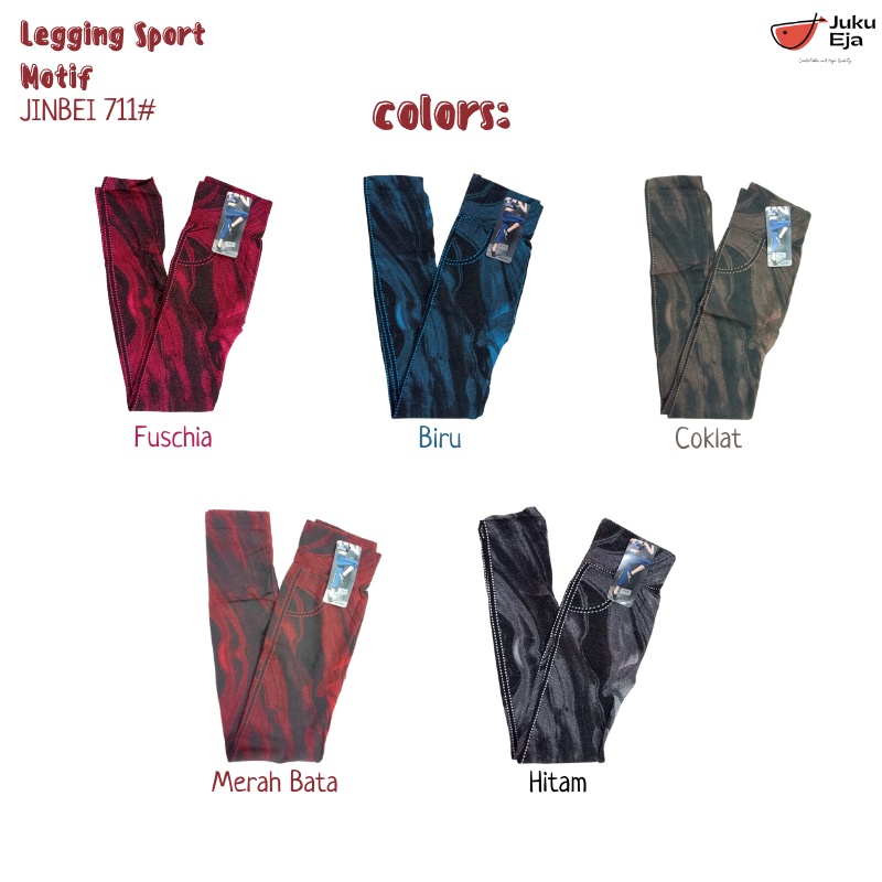 Jinbei Legging Sport Panjang Motif 711 / 709 Bahan Rajut Seamless - Celana Olahraga