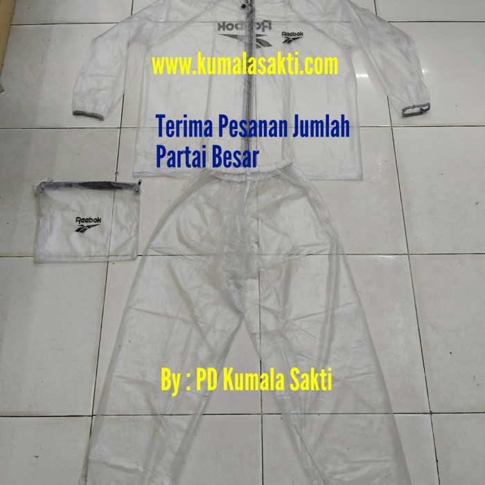 Baju Sauna Suit Olahraga Reebok Putih-Rainsol Running-Jaket Sauna Suit