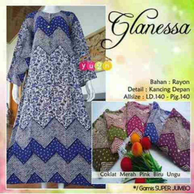 Longdress Batik Jumbo Glanesa Motif Zigzag Grosir Pakaian Jumbo Kekinian Gamis Syari Murah