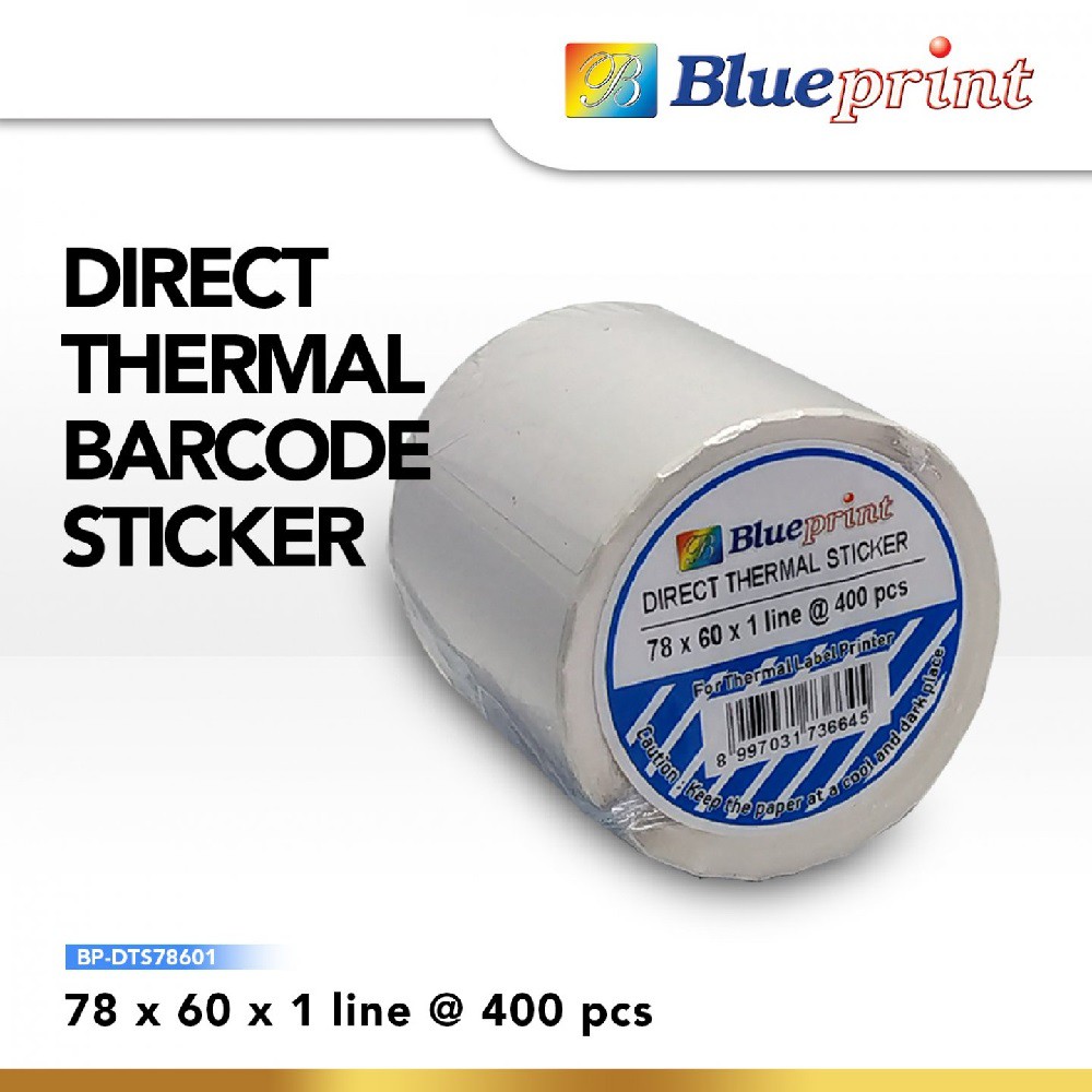 Direct Thermal Sticker Label 78 x 60mm Blueprint Label Barcode