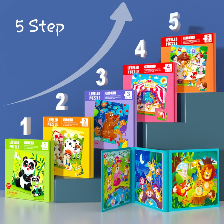 [MS]Buku Puzzle Magnet 3 in 1 Dengan 5 Step Variasi / Booklet Magnetic Puzzle 3 in 1 / Leveled Puzzle 5 Step / Mainan Anak Puzzle Magnet