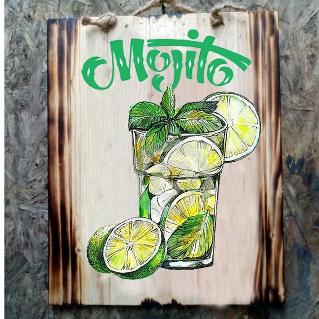 Dekorasi Cafe Lukisan Mojito Vintage Hiasan Dinding Ruang Tamu Cafe